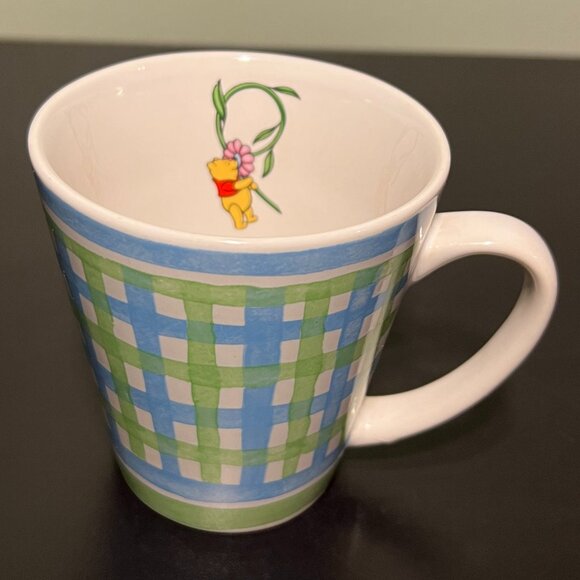 DISNEY Winnie the Pooh Poohtanicals Pattern Blue Green Basket Weave Ceramic Mug - Picture 2 of 10